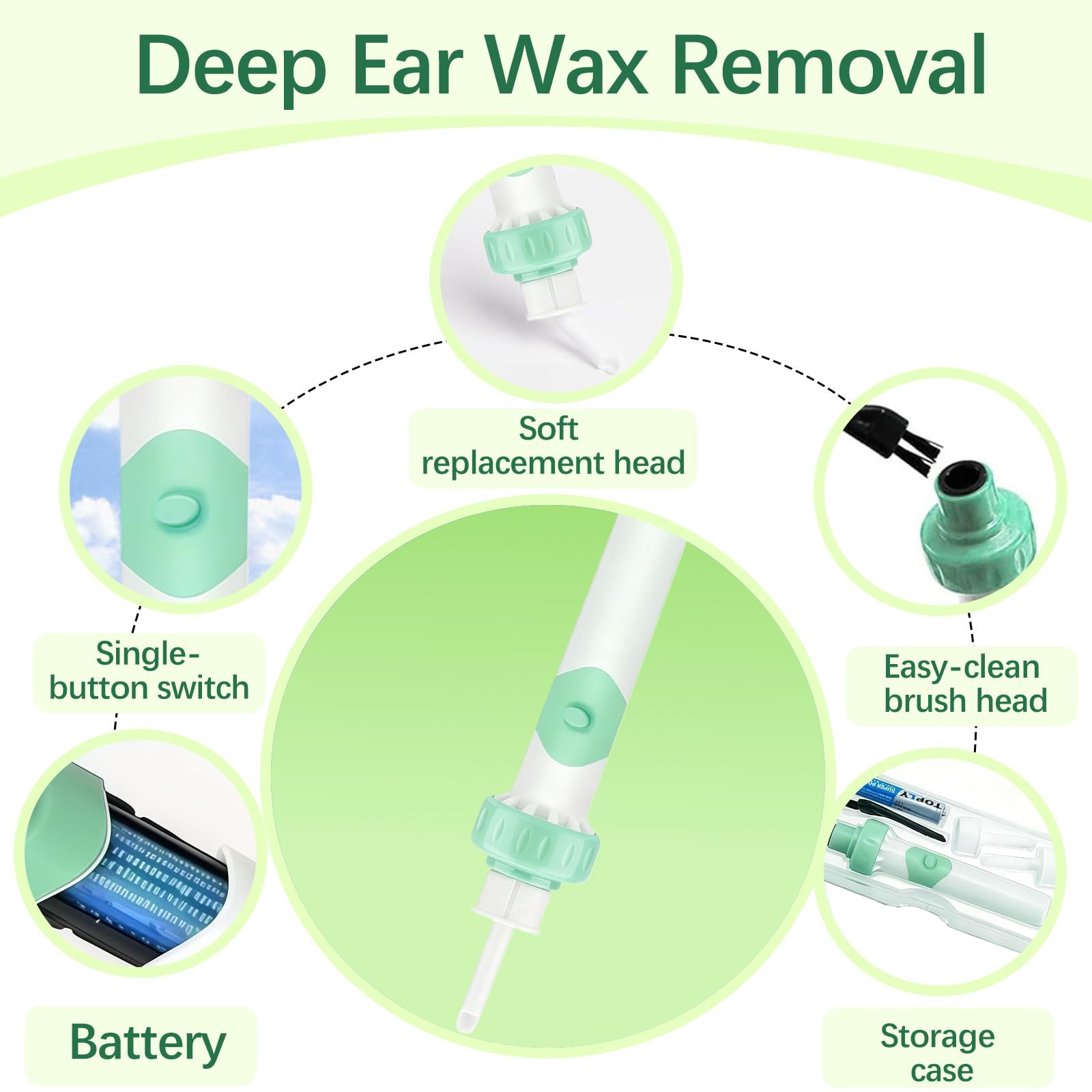 JICICUXI soft silicone spoon with washable tips for safe ear care.