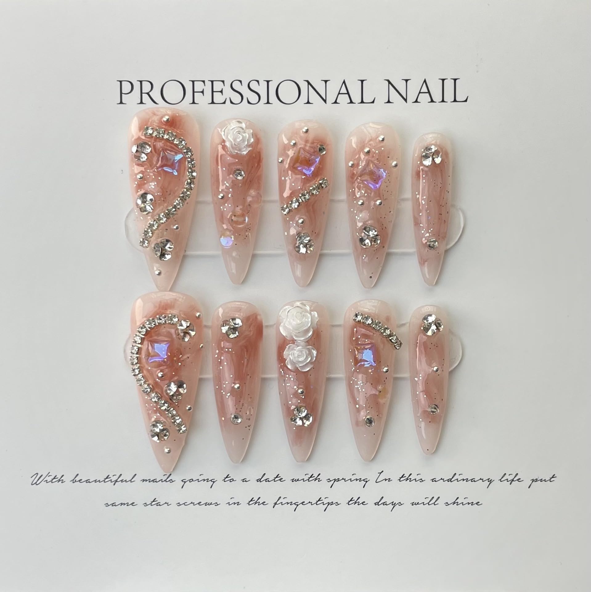 JIEADJIE hand-painted nail art by technicians for unique salon-grade results