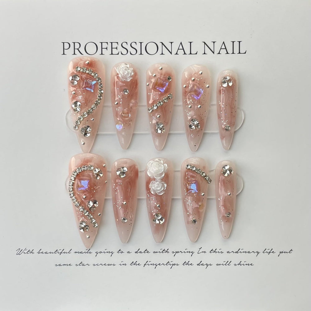 JIEADJIE hand-painted nail art by technicians for unique salon-grade results
