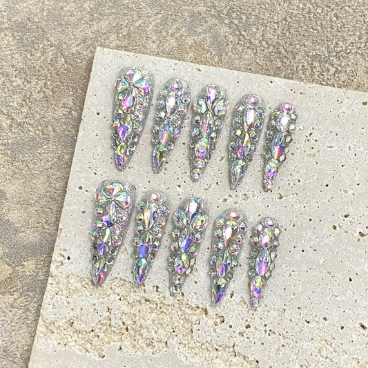 JIEADJIE press-on nails laser illusion style for a party-ready look