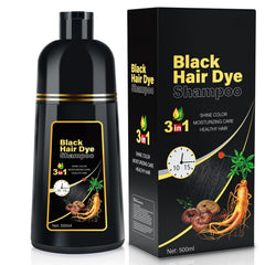 JIESSIA 3-in-1 hair color shampoo bottle showing herbal blend and moisture benefits