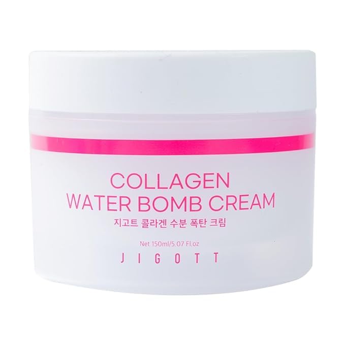 Jigott Collagen Water Bomb Cream jar highlights premium hydration packaging
