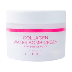 Jigott Collagen Water Bomb Cream jar highlights premium hydration packaging