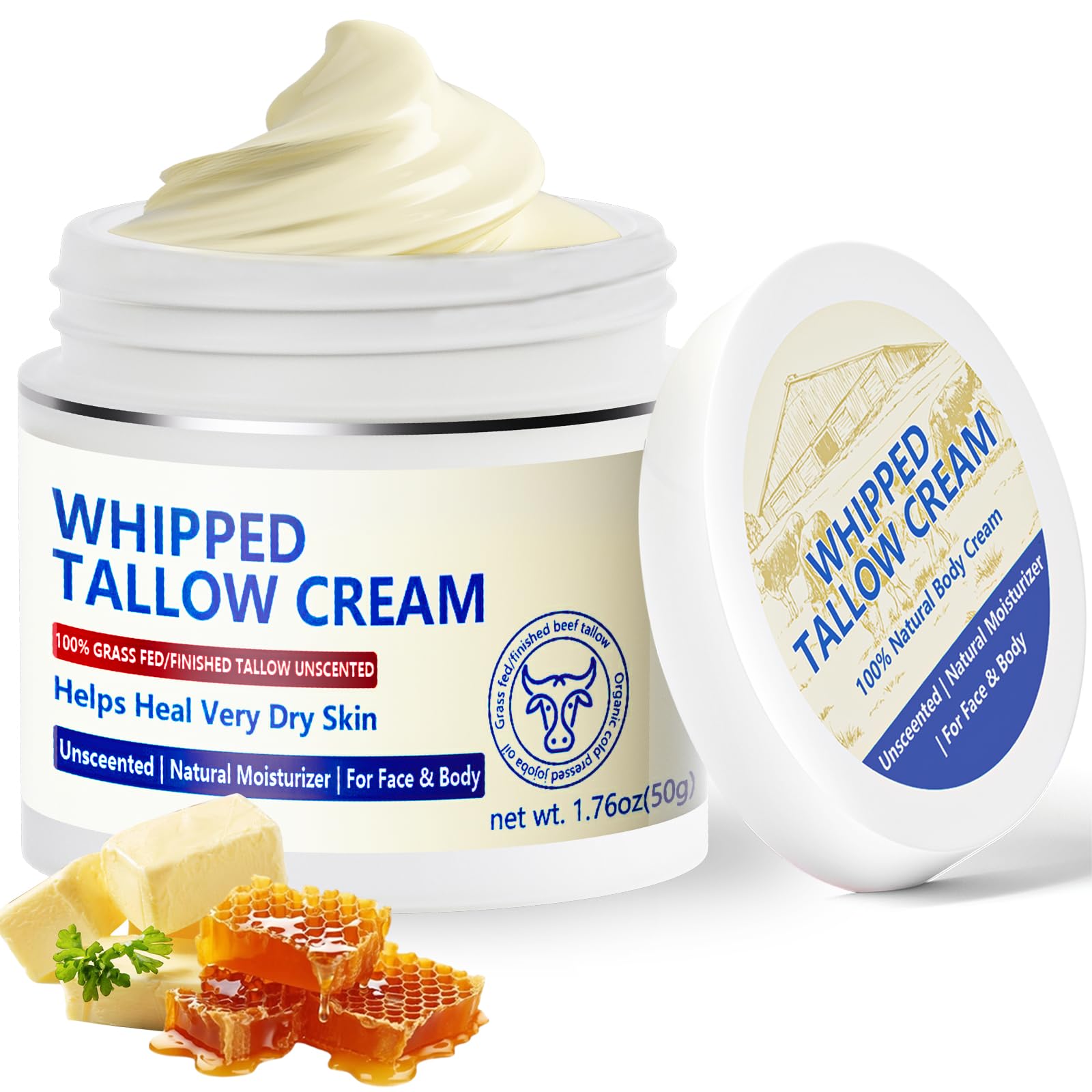 JIIANERY beef tallow face balm jar provides natural nutrient hydration for the skin.
