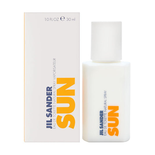 Jil Sander Sun bottle on vanity for elegant evening fragrance