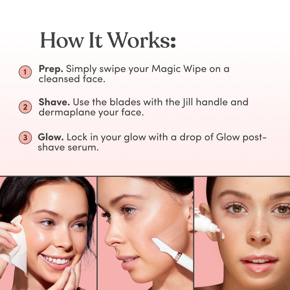 JILL Glow serum texture swatch showing a silky, fast-absorbing finish