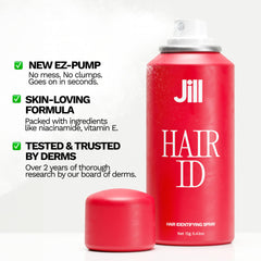 JILL Hair Identifying Spray guides brow and facial hair targeting before shaving.