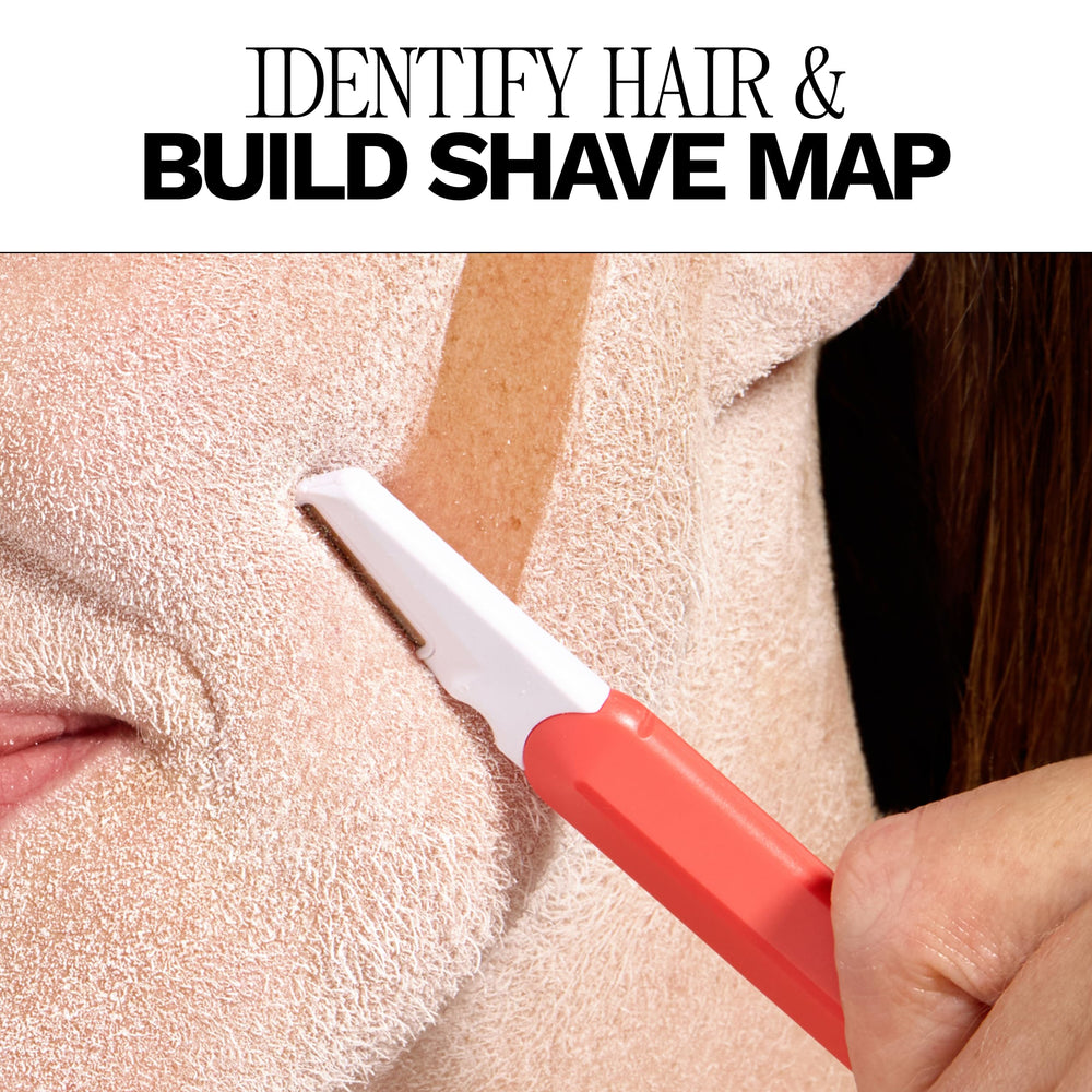 JILL Hair Identifying Spray assists in dermaplaning prep for accurate exfoliation.