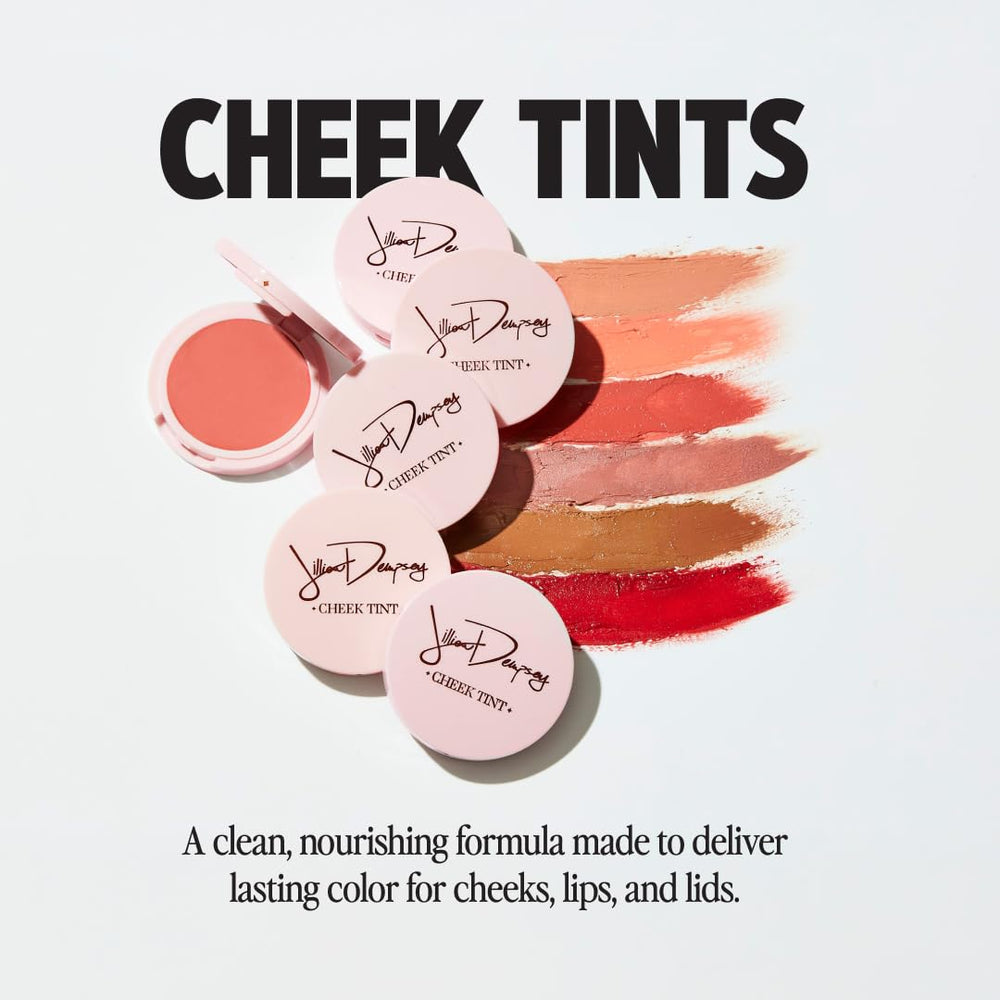 Jillian Dempsey Cheek Tint Poppy blend with fingertips for seamless application.