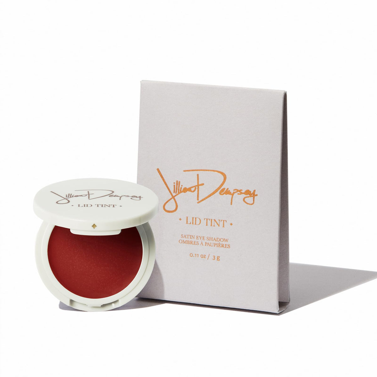 Jillian Dempsey Lid Tint Ruby satin-cream eyeshadow swatch for natural shimmer.