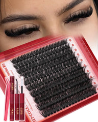JIMIRE fluffy lash clusters 200D D-Curl for voluminous daily lashes
