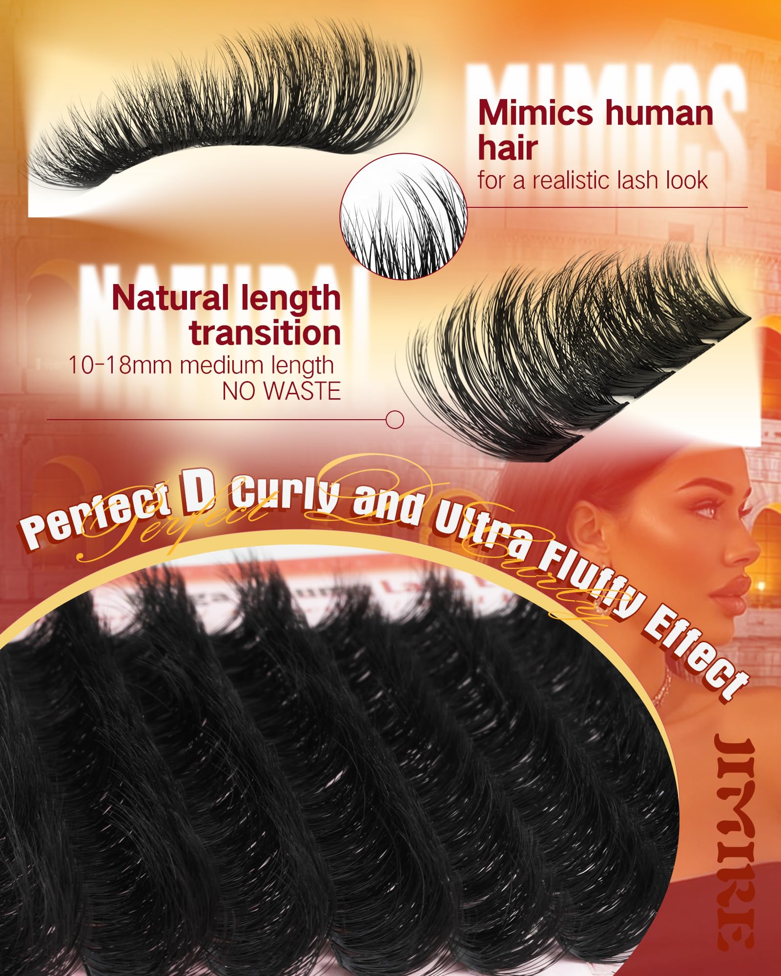 JIMIRE matte black D-Curl lashes for a natural look
