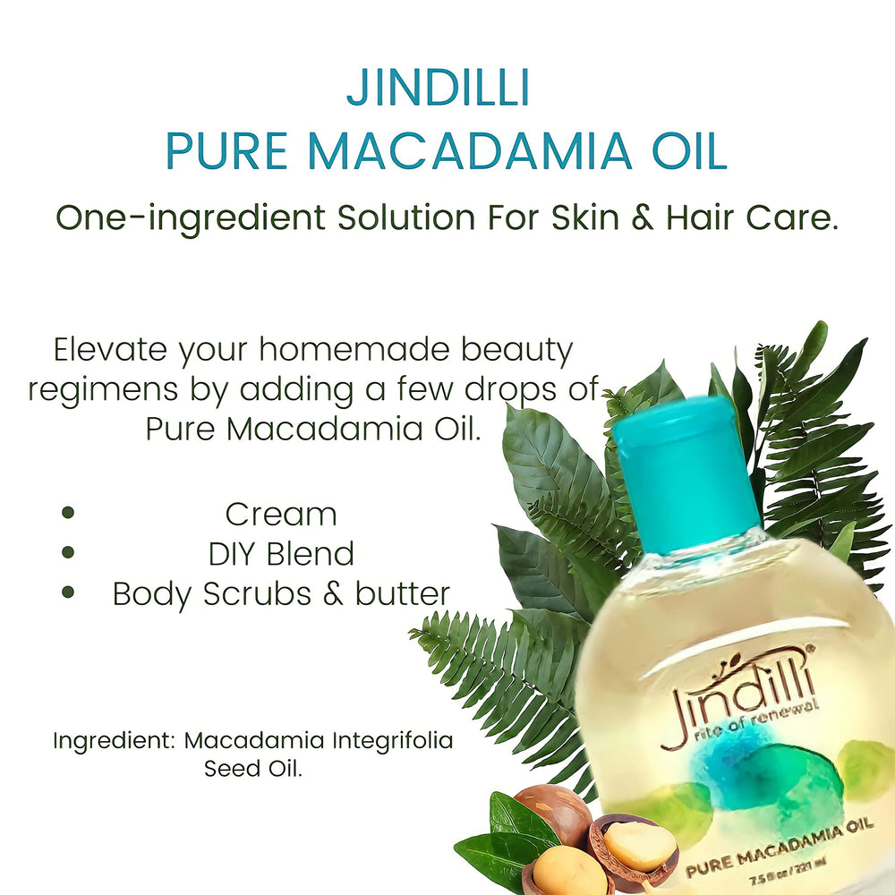 Jindilli Macadamia Oil for hair application shows detangling and shine.