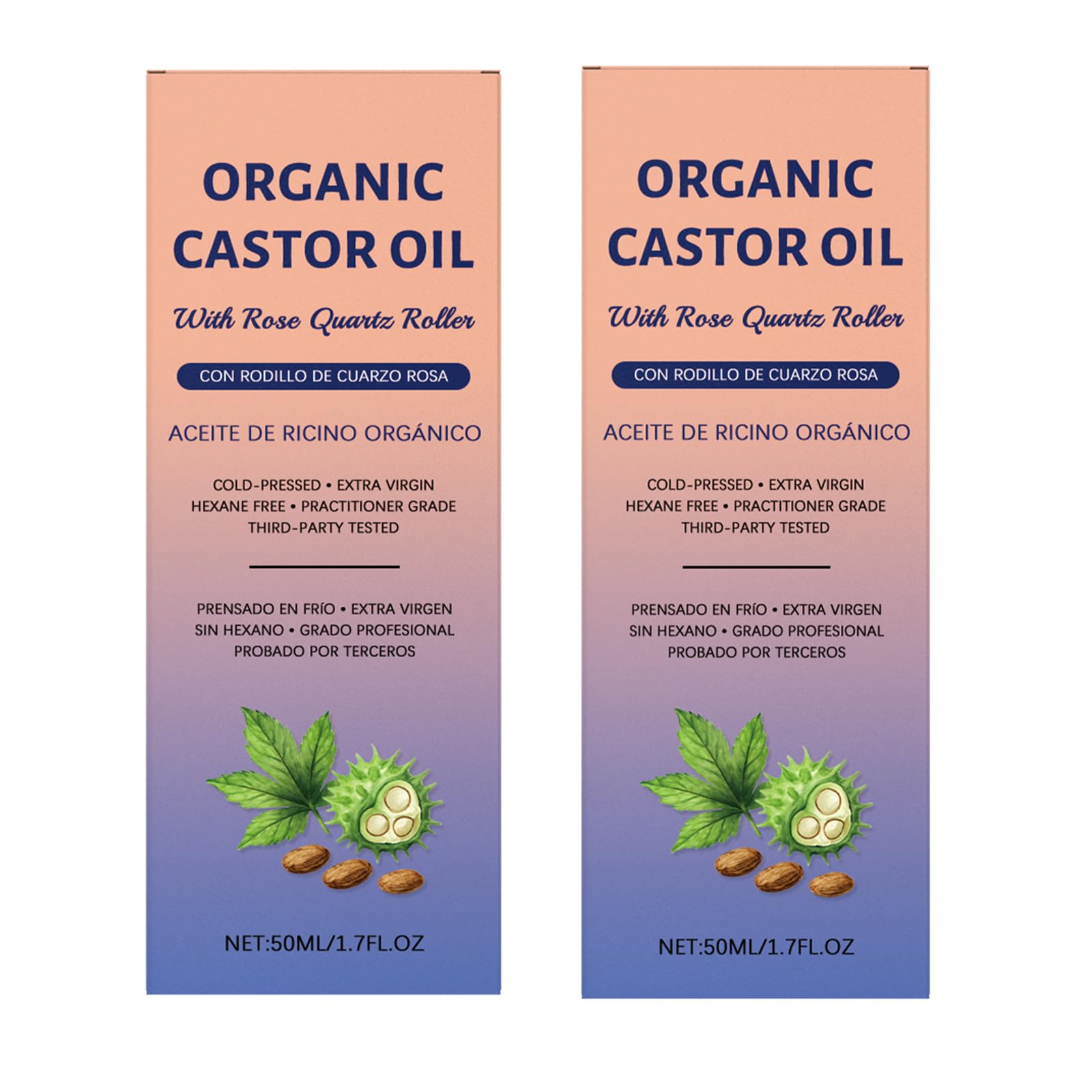 JISKG castor oil with rose quartz roller bottle for easy, mess-free brow application.