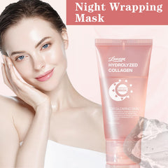 Closeup of JISKG collagen night wrap mask jar showing rich texture