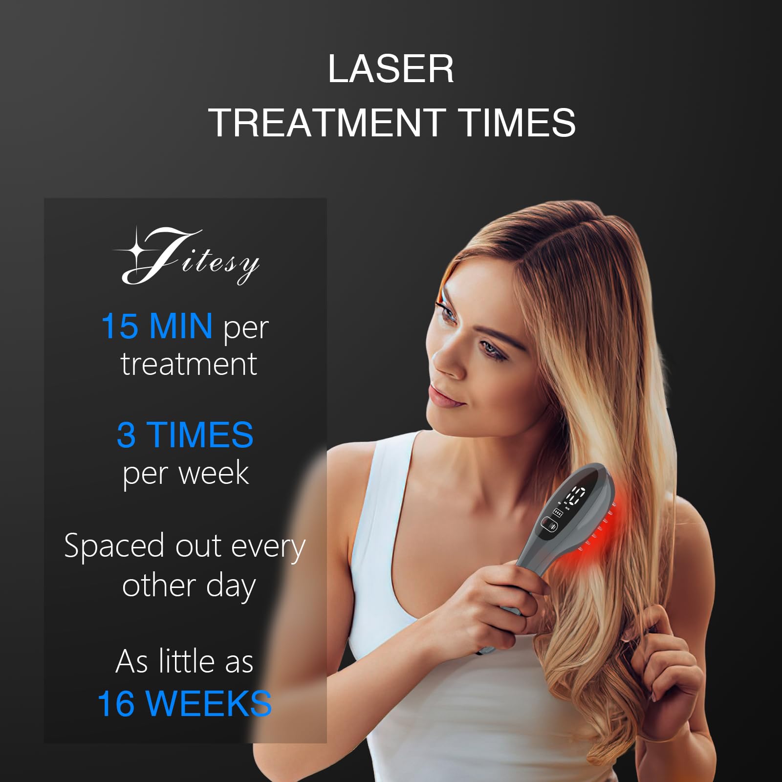Jitesy Laser Therapy Hair Growth Comb close-up teeth emphasizing scalp contact