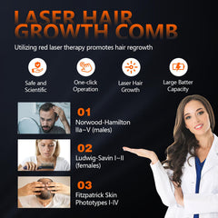 Jitesy Laser Therapy Hair Growth Comb in-use scanning scalp for even light distribution