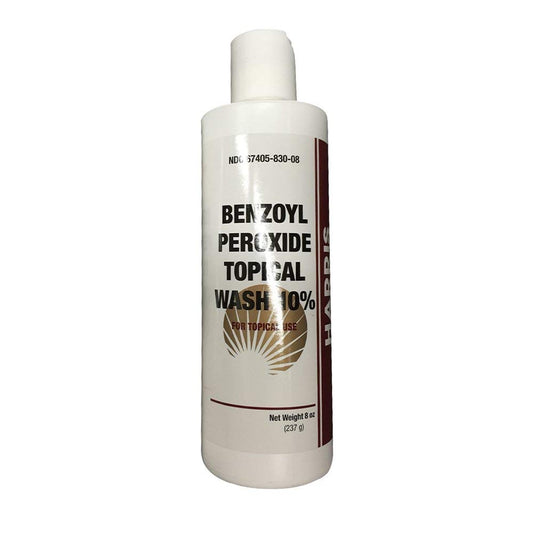 Jitonrad Harris Pharma 10% benzoyl peroxide wash bottle for daily cleansing.