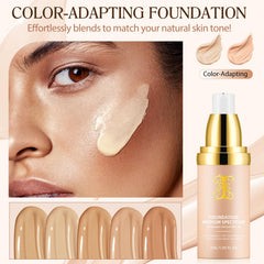 Jiugonggang 4-in-1 foundation being applied to the face for even coverage.