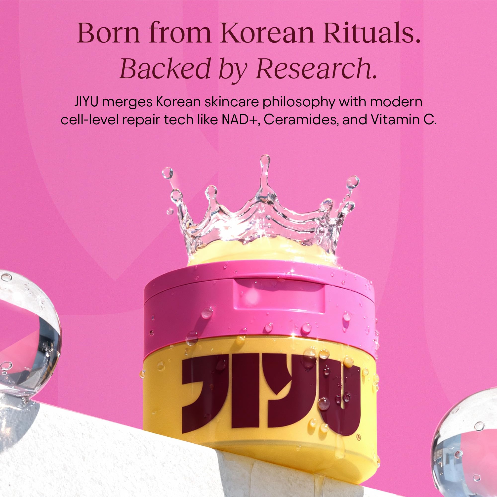 Fifty-milliliter JiYu NAD+ Hydrating Face Moisturizer jar on display.