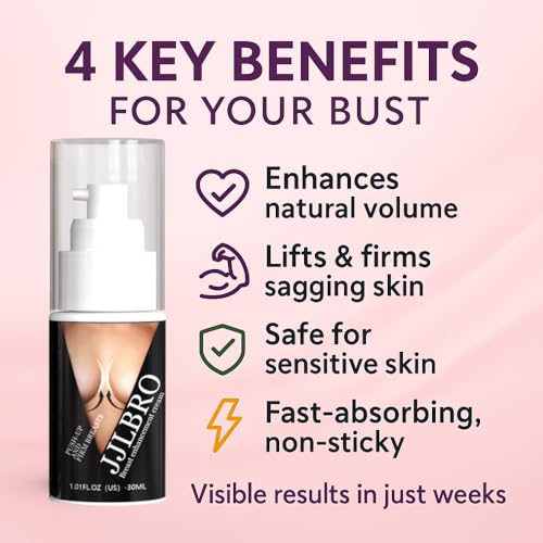 JJLBRO Breast Enhancement Cream packaging shot highlights unscented, daily-use design