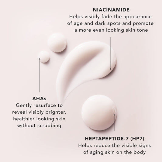JLO BEAUTY Body Serum texture on skin demonstrates immediate refinement and smoothness.