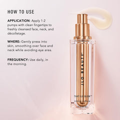 JLO Beauty Brightening Serum application on face shows quick absorption without residue.
