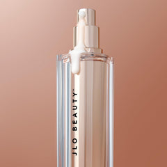 JLO Beauty Brightening Serum morning routine shot emphasizes quick use before a busy day.