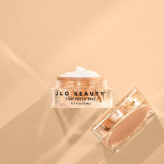 JLO BEAUTY eye care bottle label highlights formulation details for shoppers.