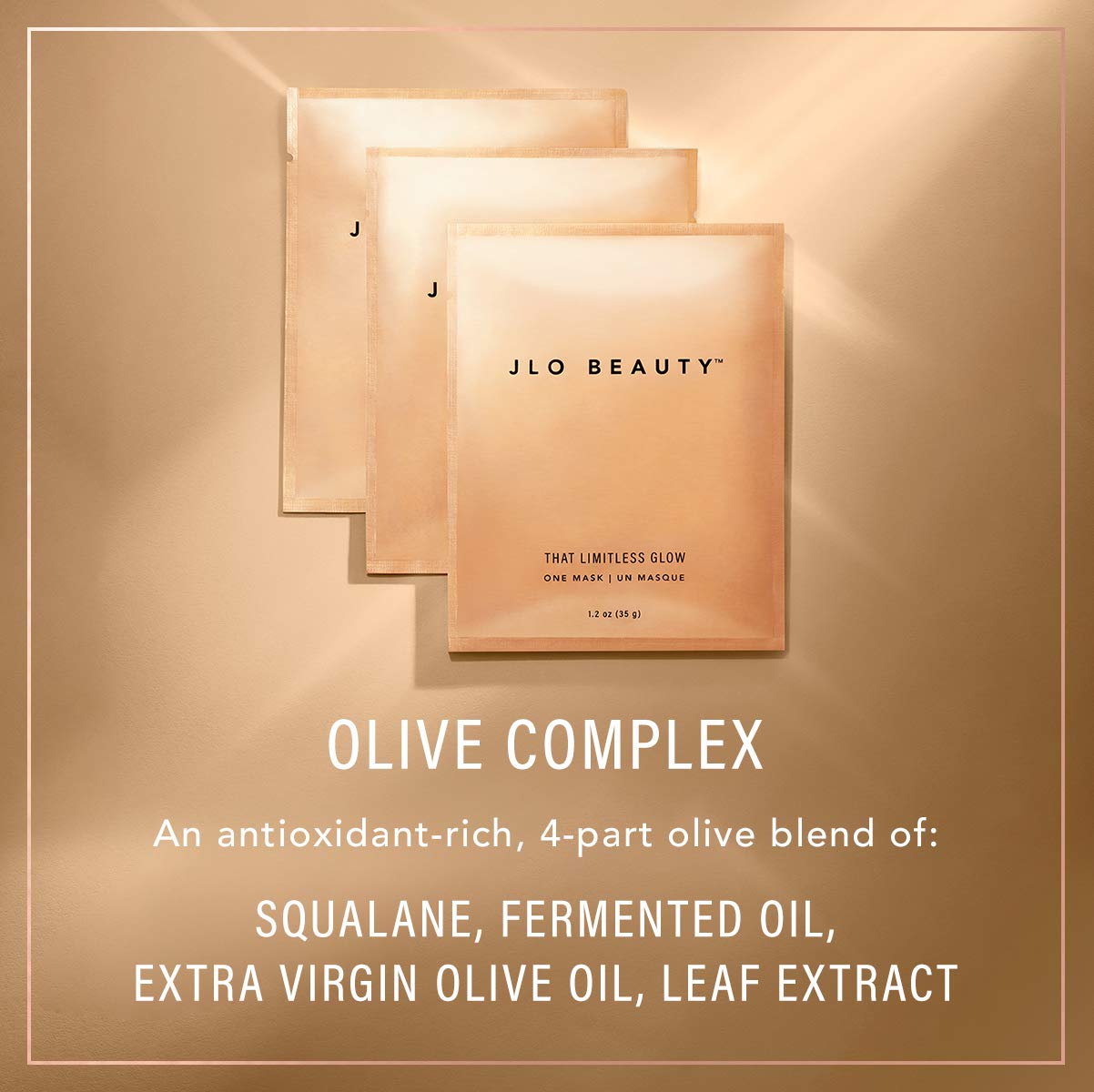 JLO BEAUTY moisturizing mask delivers deep hydration and softness.