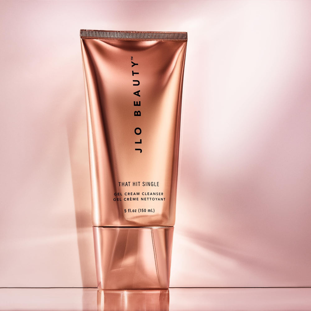 JLO Beauty Gel Cream Face Wash 5oz packaging hinting at long-lasting supply