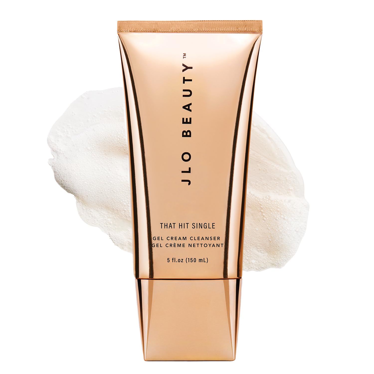 JLO Beauty Gel Cream Face Wash application shows a gentle cleansing action