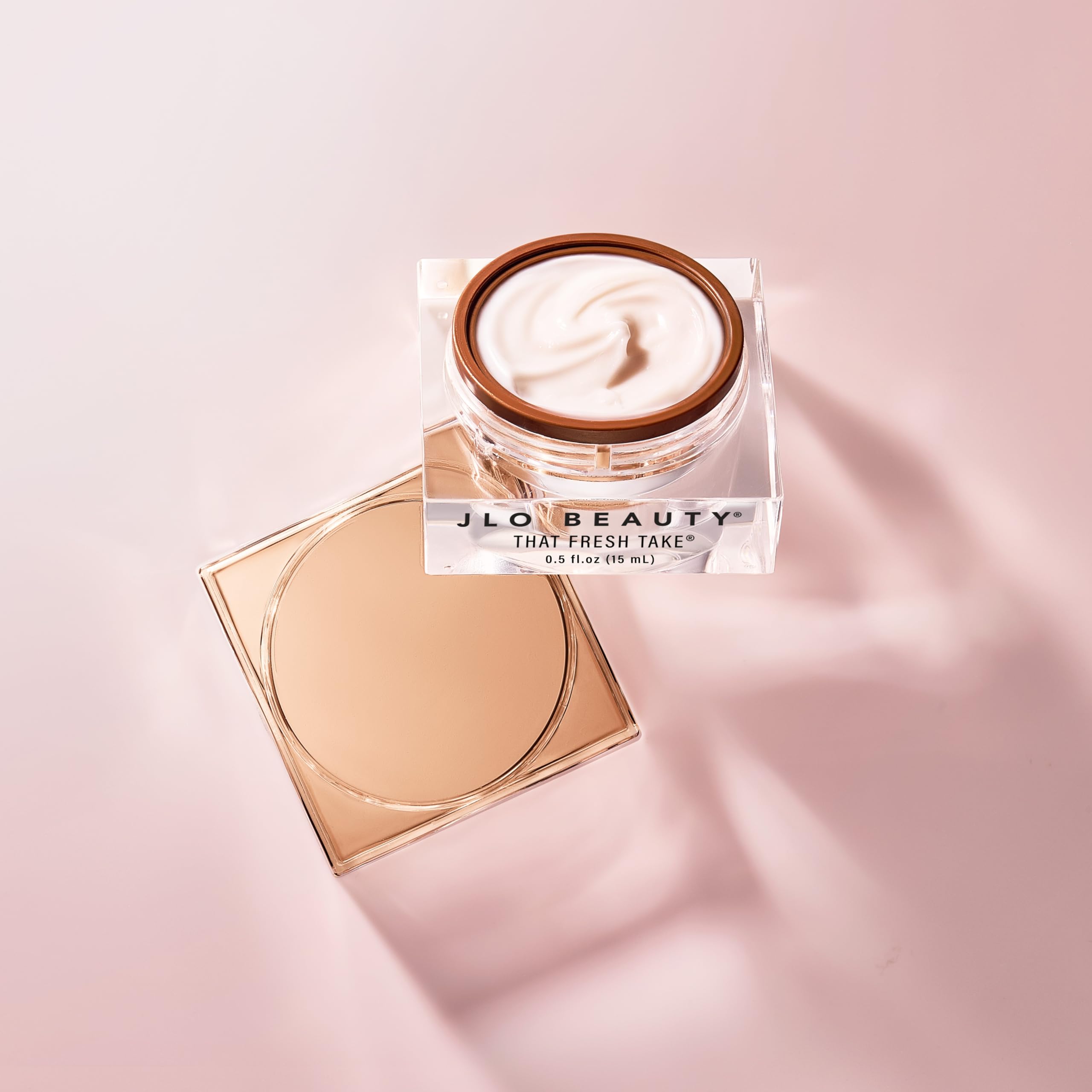JLO BEAUTY illustration of peptides and hyaluronic acid signals hydrating care.