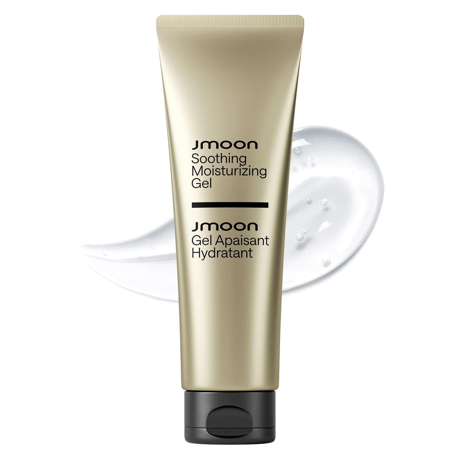JMOON soothing moisturizing gel bottle demonstrates easy glide for facial care