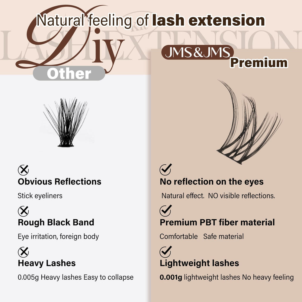 JMS&JMS 8–18 mm mix lashes for versatile layered looks.