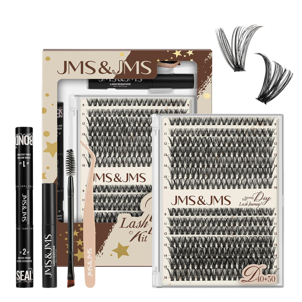 JMS&JMS DIY lash extension kit with 40D 50D clusters for dense yet lightweight volume