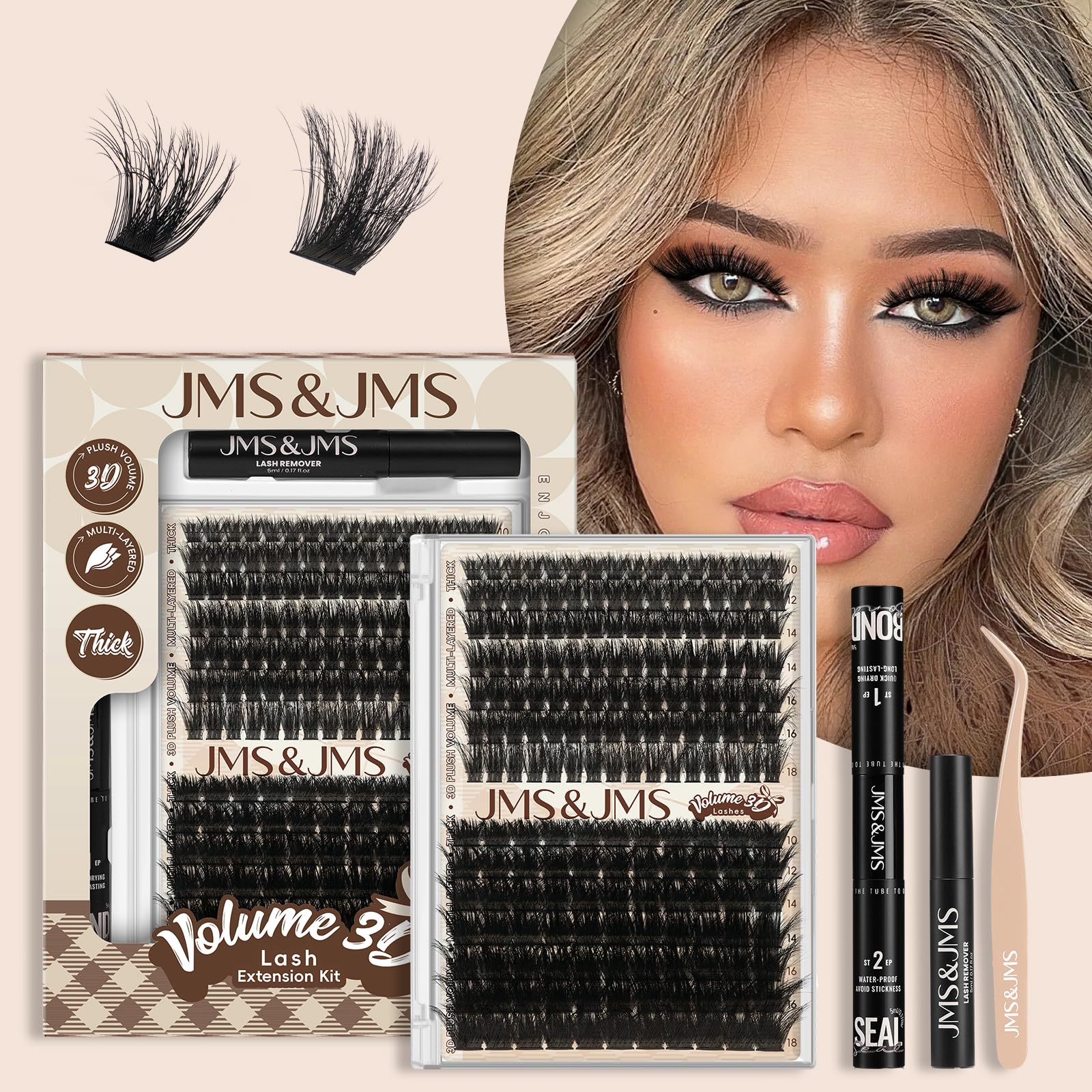 JMS&JMS Lash Clusters Kit 100D-200D for bold volume and definition