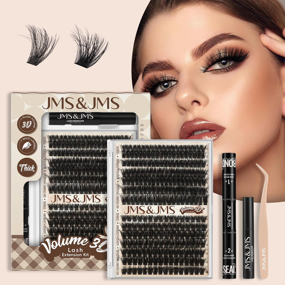 JMS&JMS Lash Clusters Kit packaging, ideal for at-home lash DIY.