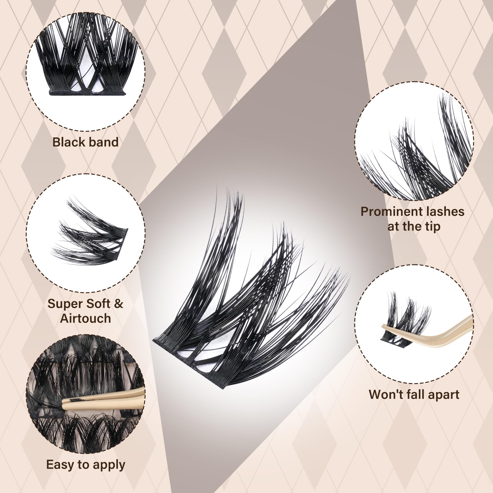 JMS&JMS mixed-length clusters 8-18mm for quick natural-looking eye-enhancement