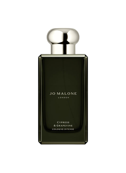 Jo Malone Cypress & Grapevine bottle from the front for daily sophistication