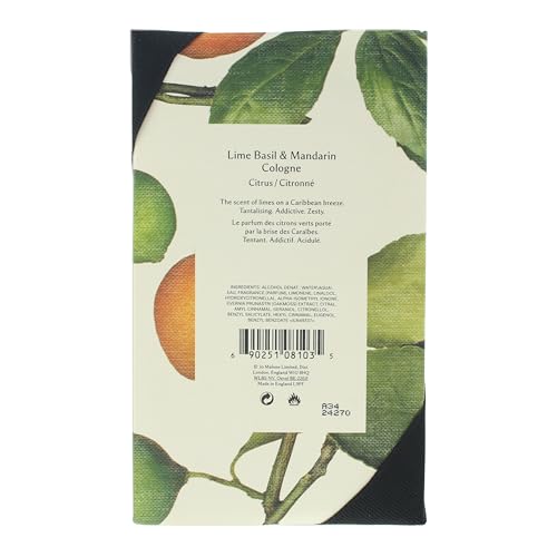 Jo Malone Lime Basil Mandarin bottle image, iconic design framing a versatile scent for unisex appeal.