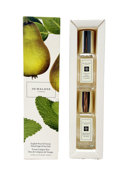 Jo Malone Travel Duo Wood Sage & Sea Salt bottle conveys coastal notes for travel-ready freshness