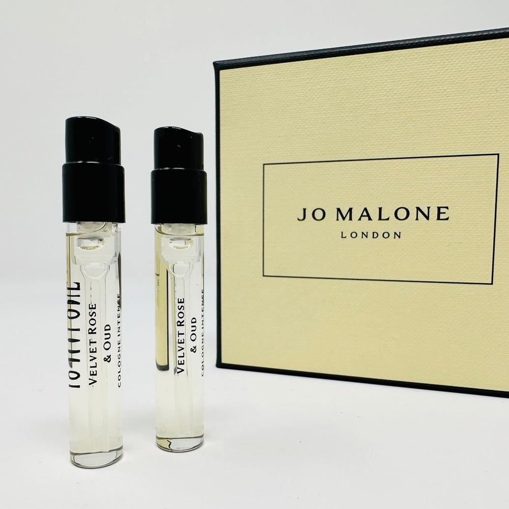 Jo Malone Velvet Rose and Oud sample vial for travel testing and exploration