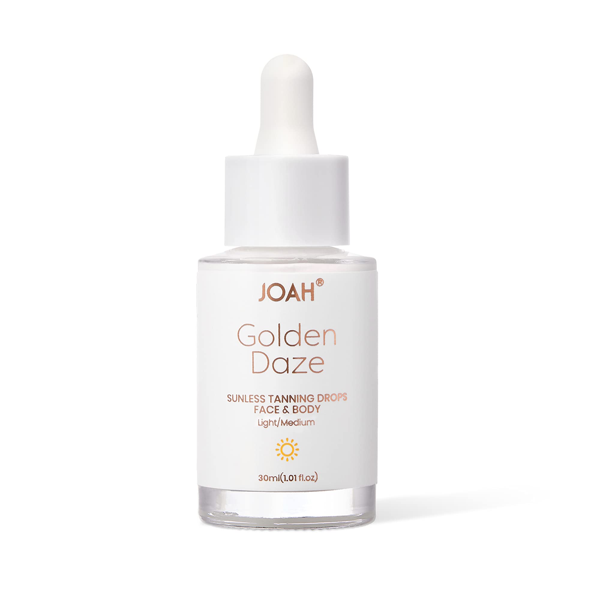JOAH Self Tanner Drops for face and body create a customizable glow.