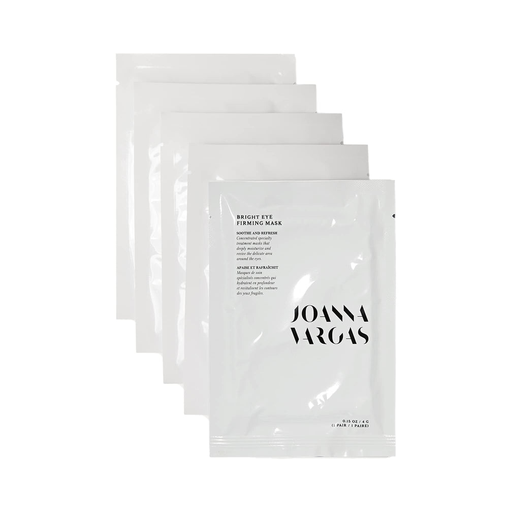Joanna Vargas Bright Eye Firming Mask packaging highlights renewed radiance.