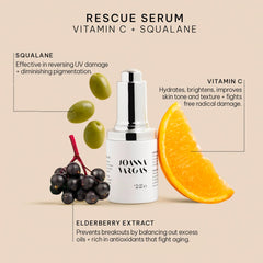 Joanna Vargas Rescue Serum texture close-up showing a light, fast-absorbing formula