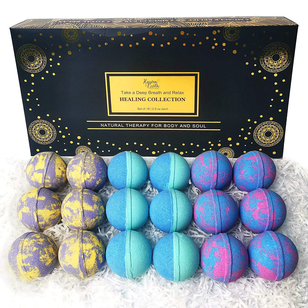 Joanne Arden Organics bath bombs 18-pack gift box ready for gifting and luxurious relaxation.