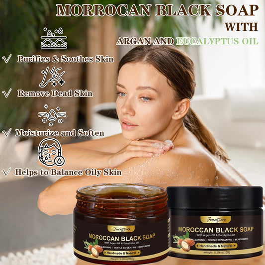 Joanssore exfoliating glove beside soap for at-home exfoliation