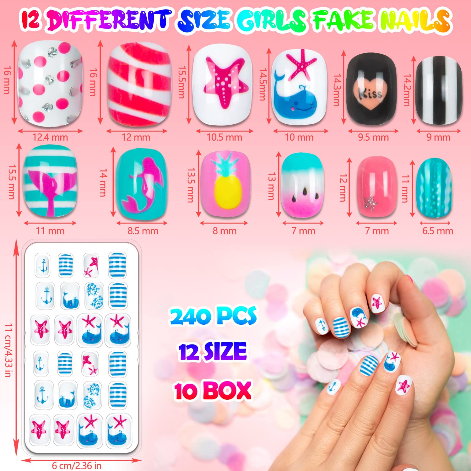 JOAOYO kids nail designs featuring cartoon patterns in bright colors