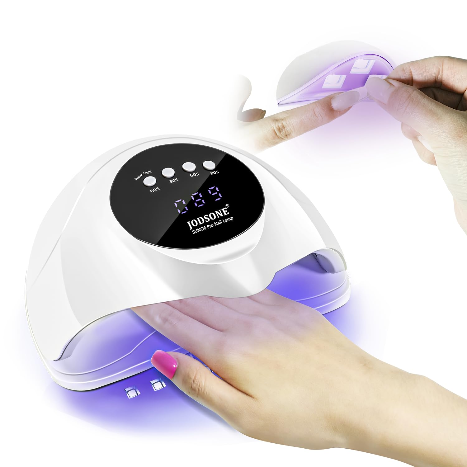 JODSONE U-V LED Nail Lamp front view highlights fast gel curing for nails